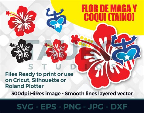 Flor De Maga Y Coqui (taino) SVG, PNG Ready to Print or Cut on Cricut ...