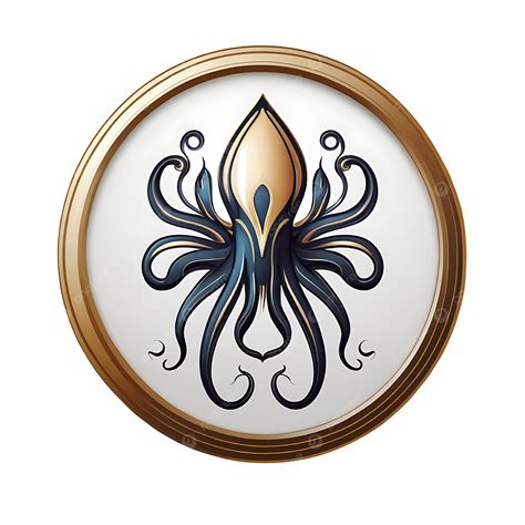 Gestileerd Kraken Emblem In Golden Circle High Resolution Foto Uniek ...