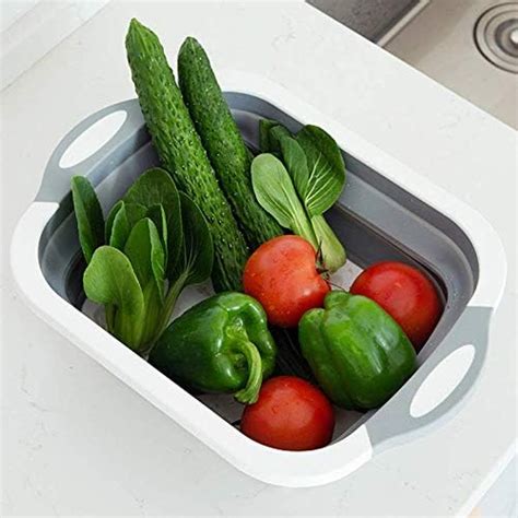 DARKZONE Collapsible Cutting Board with Colander - Foldable Multi ...