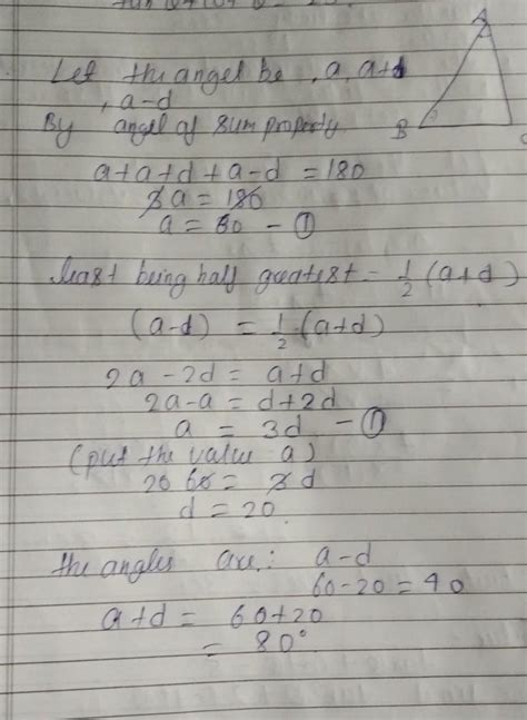 the angles of a triangle are in AP the least being half the greatest ...