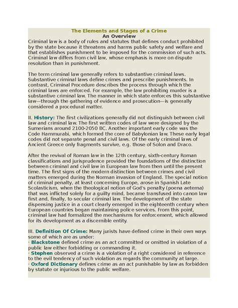 The Elements and Stages of a Crime - Criminal law differs from civil ...