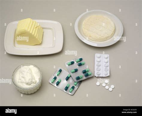 Butter Cheese Yogurt and Antibiotic Stock Photo - Alamy