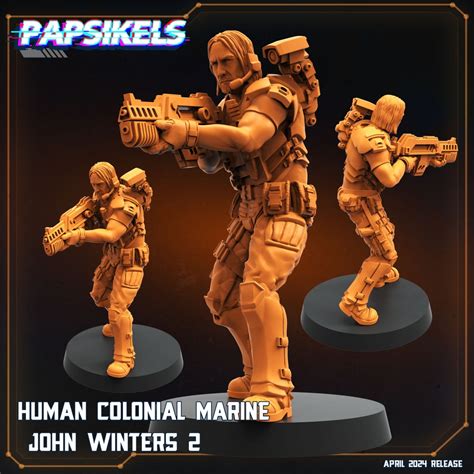 Aliens Vs Humans, Human Colonial Marine John Winters 2, Papsikels, 32mm ...