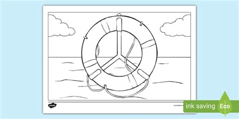 Life Ring Colouring Page
