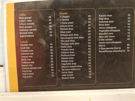 Menu at Dosa mama, Chennai, 20