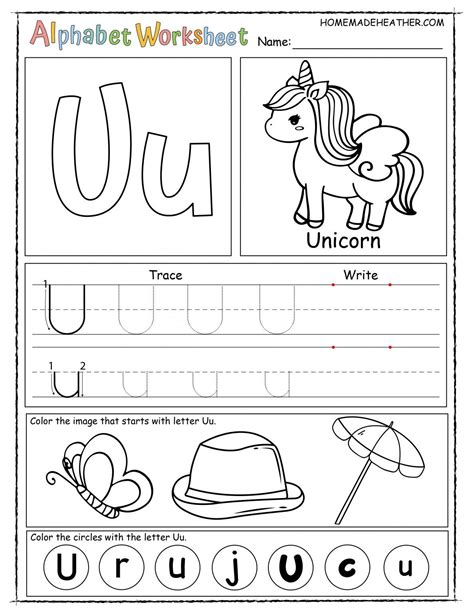Letter U Printable Worksheet | Alphabet worksheets kindergarten ...