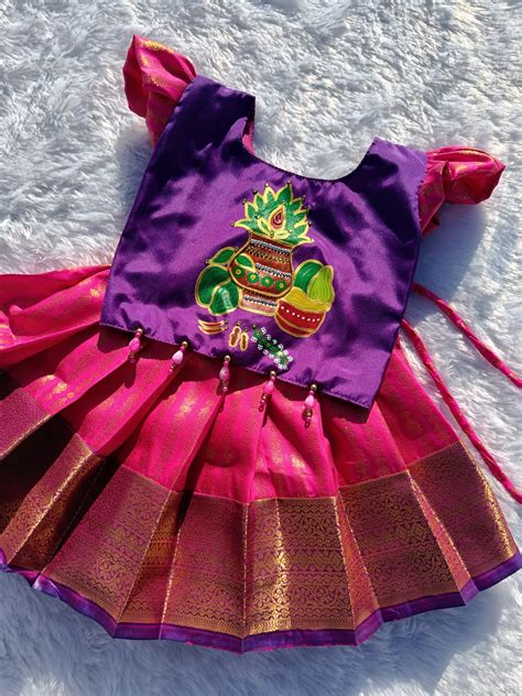 Beautiful hand Paint Purple & Pink Pattu Pavada || Ugadi , Puthandu ...