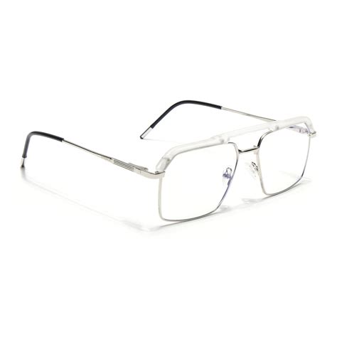 Eyejack Aura Silver & Transparent Wayfarer Eyeglasses for Men & Women ...
