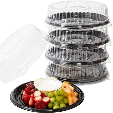 Amazon.com: 4 10" x 14" Rectangle Serving Trays with Lid, Plastic Tray ...