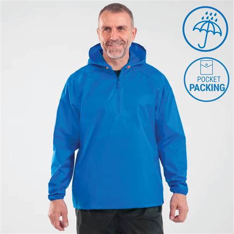 Buy Men’s Raincoat Half Zip NH100 - Blue Online | Decathlon