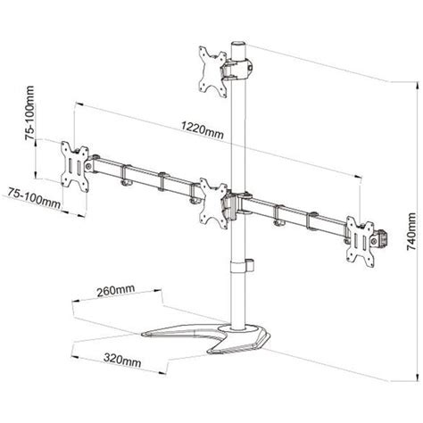 Freestanding Desk Stand for Quad Monitors EF004T 3 x 1 Array, 5 Years ...