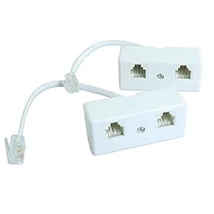 Longdex Two Way Telephone Splitter 2PCS RJ11 6P4C Telephone/Phone Line ...