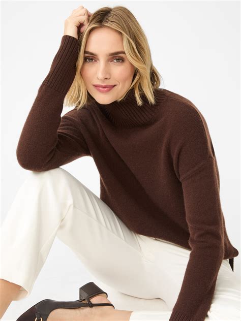 Chocolate_Brown Solid Dina Cashmere Turtleneck | Women's Sweaters | J ...