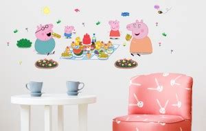 Asian Paints 107 cm Wall Ons Peppa Pig Family Picnicd Self Adhesive ...