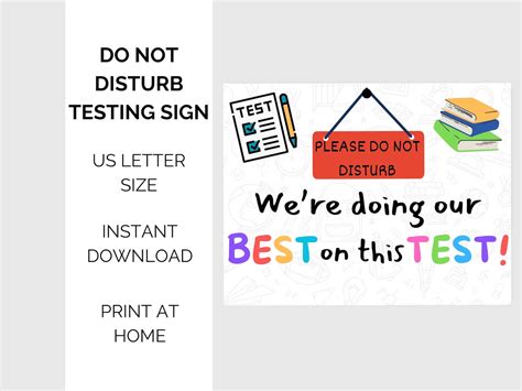 Do Not Disturb Testing Sign, Testing Do Not Disturb Door Sign, Printable Do Not Disturb Sign ...