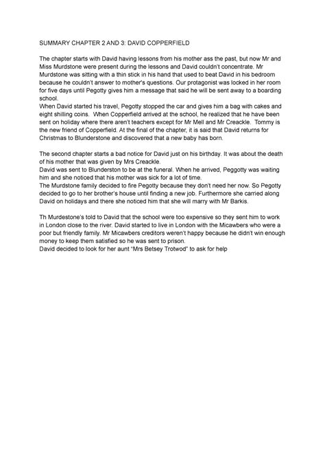 - summary chapters 2 and 3 David Copperfield's - SUMMARY CHAPTER 2 AND ...