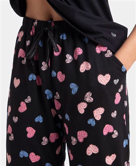 Buy Micro Modal Cotton Short Sleeve T-Shirt & Pyjama Sleep Set - Black ...