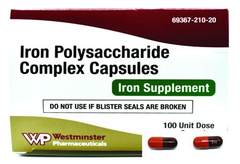 Iron Polysaccharide Complex Capsules — Westminster Pharmaceuticals