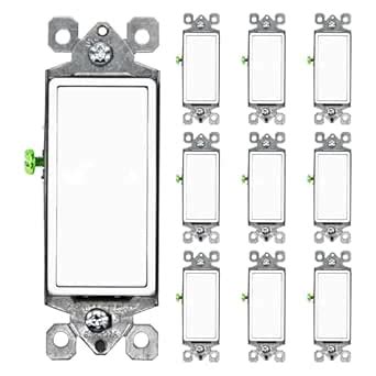 Faith [10-Pack] Single-Pole Decorator Paddle Wall Light Switch, 15A 120 ...