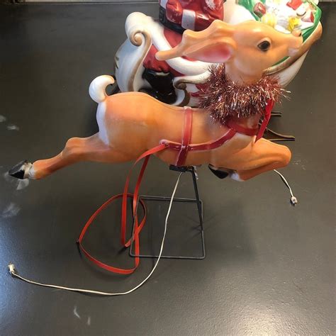 VINTAGE 34” Blow Mold Christmas Reindeer W/Bracket *STAND & LIGHT ...