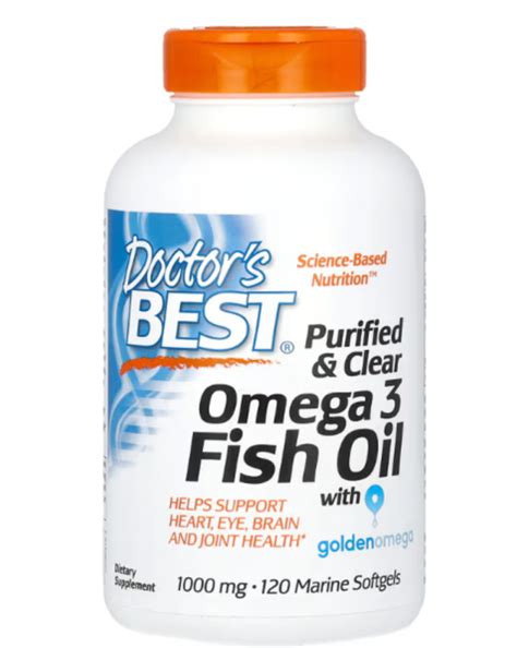 Buy Doctor’s Best Purified Omega-3 – 1,000 mg, 120 Softgels | Clean ...