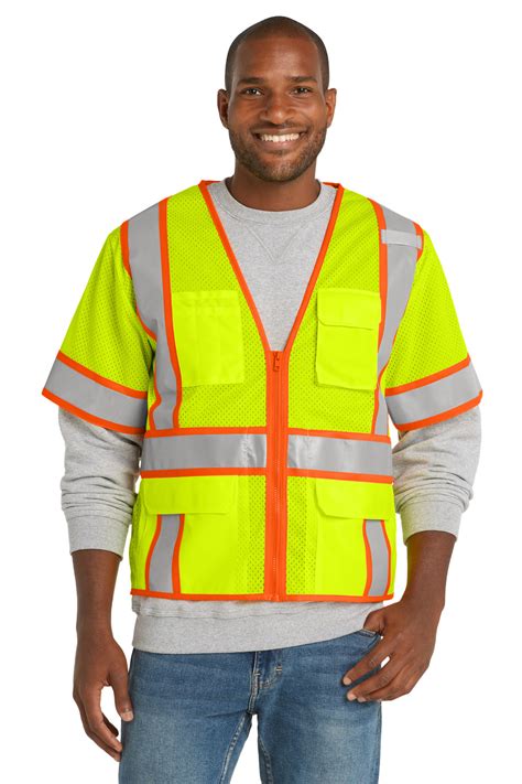 Buy CornerStone ANSI 107 Class 3 Surveyor Mesh Zippered Two-Tone Short ...
