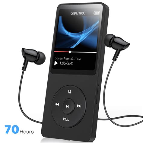 APGTEK A02S MP3 Player, Lossless Sound Music Player with Micro SD Card Slot, 16GB Black ...