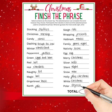 Christmas Finish the Phrase | Finish the Phrase Christmas Game ...
