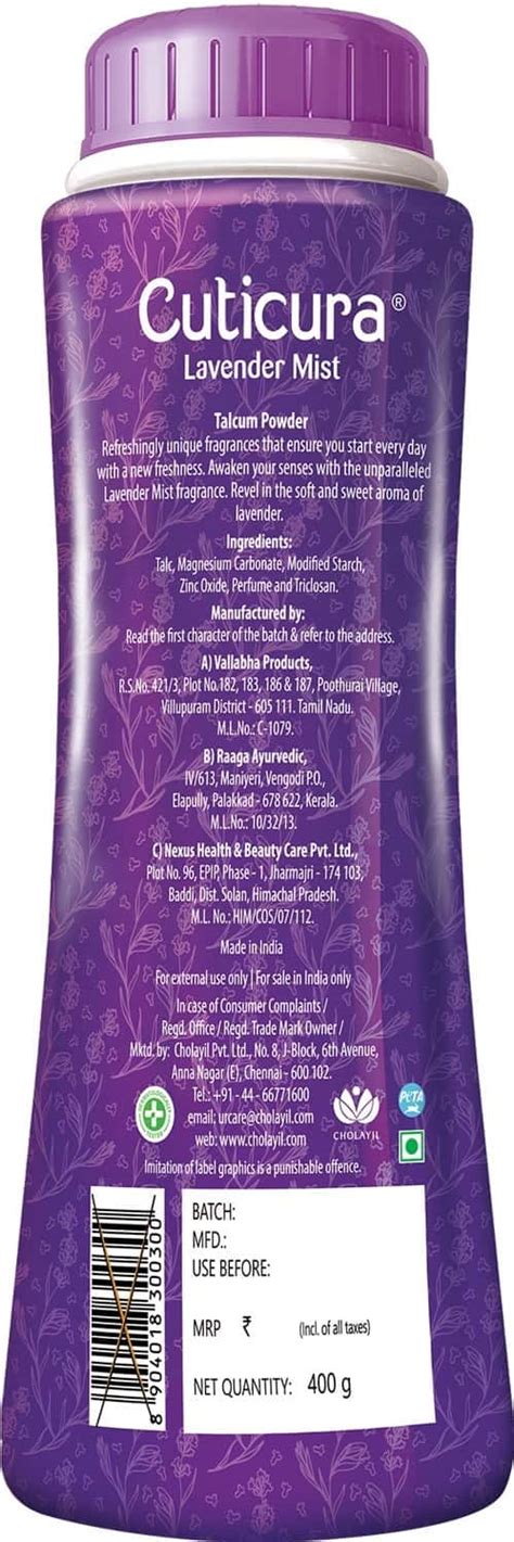 Buy CUTICURA LAVENDER MIST TALCUM POWDER - 400G Online & Get Upto 60% ...