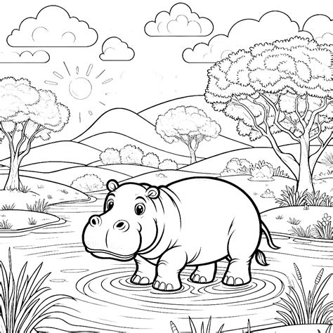 Hippopotamus Coloring Pages 27 - Coloring Pages Gem