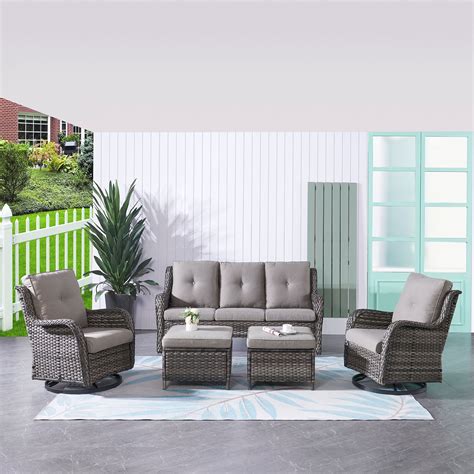 PARKWELL 5 Pieces Outdoor Furniture Patio Furniture Set Wicker Outdoor ...