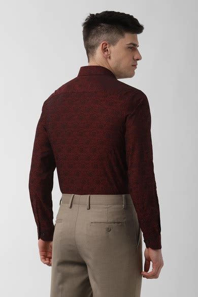 Buy Men Maroon Slim Fit Full Sleeves Formal Shirt Online - 415395 ...