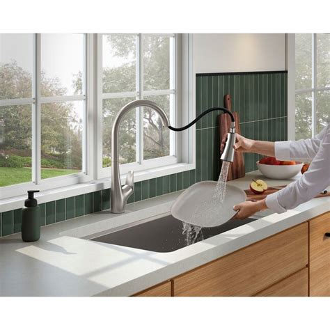 KOHLER Leto Vibrant Stainless Single Handle Pull-down Kitchen Faucet ...