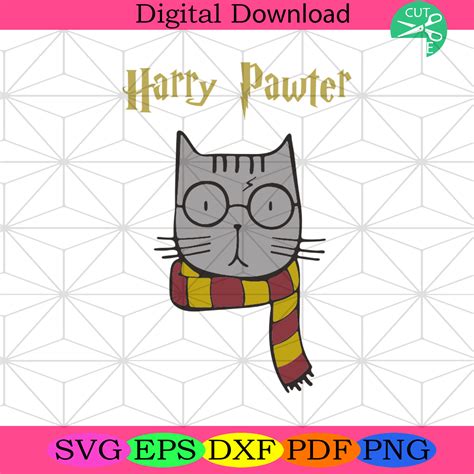 Harry Pawter Cat Svg, Hogwarts Svg, Wizard Svg, Harry Potter Svg, Cat ...