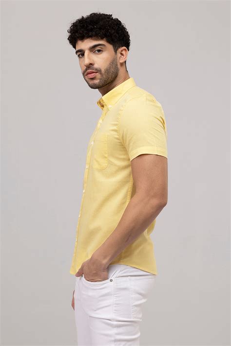 Buy Men's Zircon Yellow Linen Shirt Online | SNITCH