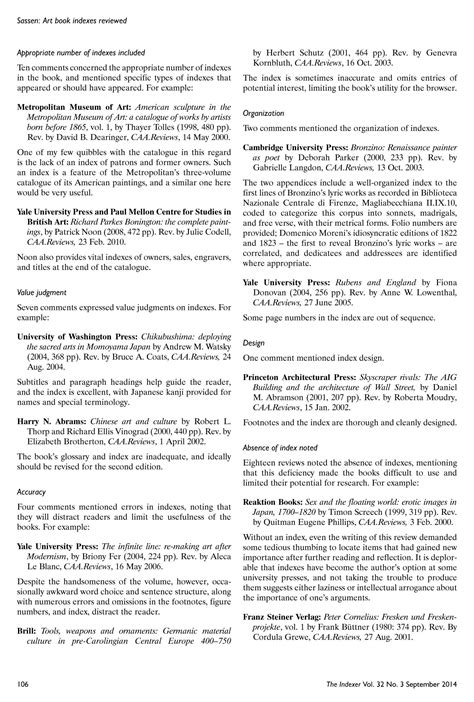 Book Index Examples