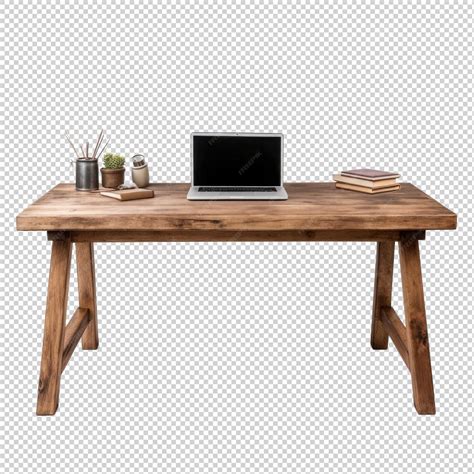 Premium PSD | Rustic wooden desk isolated on transparent background ...