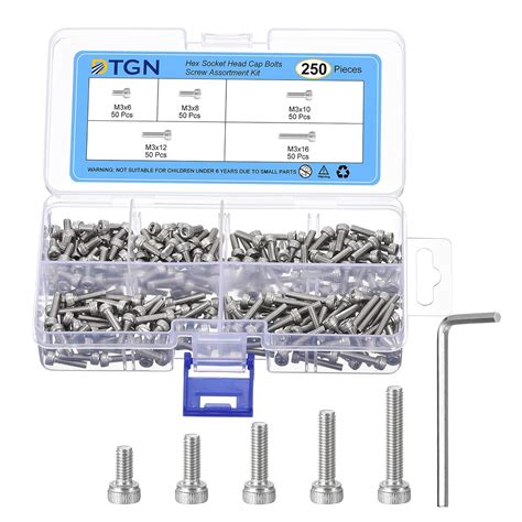 DTGN M3x6/8/10/12/16mm(DXL) Hex Socket Head Cap Bolts Screw Assortment ...