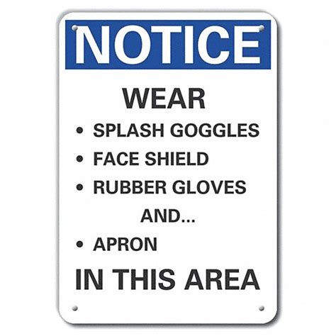 Aluminum, Mounting Holes Sign Mounting, Reflective Chemicals Notice ...