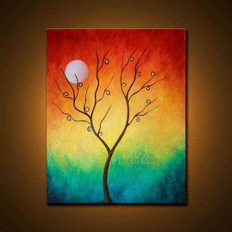 Original Oil Painting. Colorful Abstract Landscape Fine Art Painting. A ...