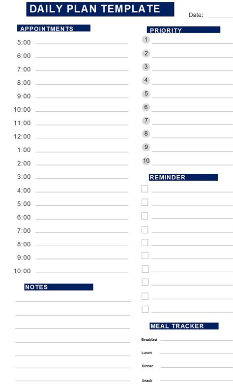 Image result for Daily Plan Example