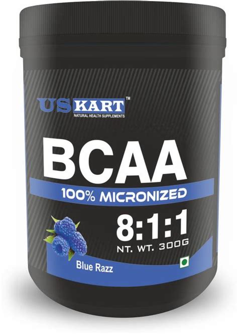 US KART BCCA 100% Micronized 300gm Blue Razz Flavor (Pack of 1) BCAA ...