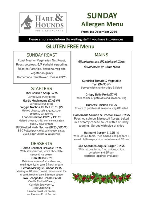 menus – The Hare & Hounds