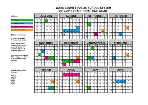 Traditional Wake County Calendar - CountyCalendars.net