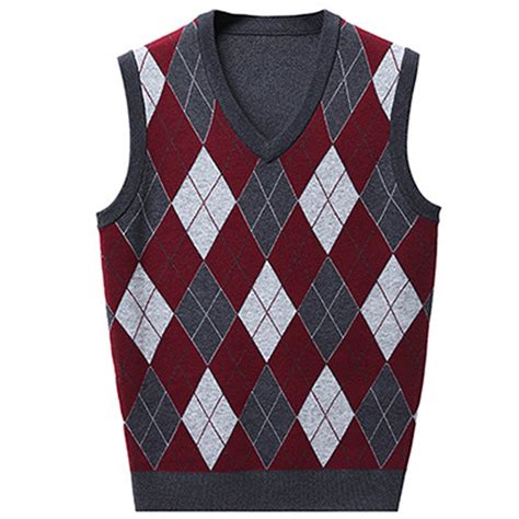 Odeerbi Sweater Vest for Men Casual Cotton Knit Vest Uniform Pullover V ...