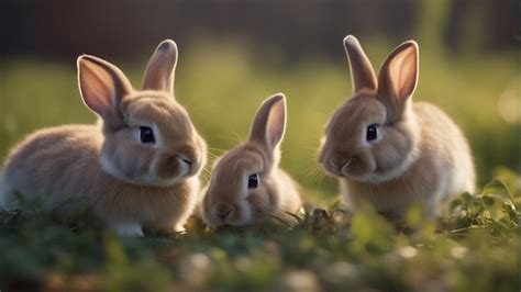 A hyper realistic group of cute rabbits in jungle | Premium AI ...