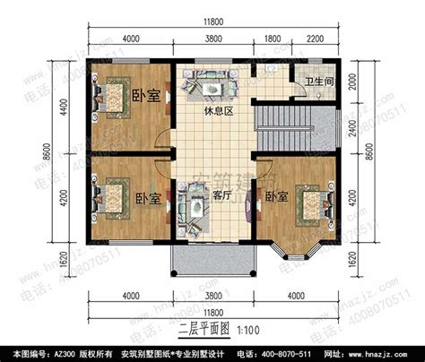 乡村小户型二层别墅设计图纸_自建房子效果图,安筑别墅图纸AZ300