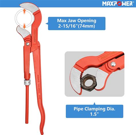 Buy MAXPOWER Swedish Pipe Wrench 15 inch x S Shaped Jaw Online at ...