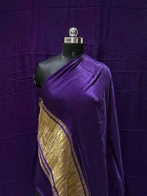 Ink Purple Modal Satin Silk Lagdi Pallu Saree – The Loom Store