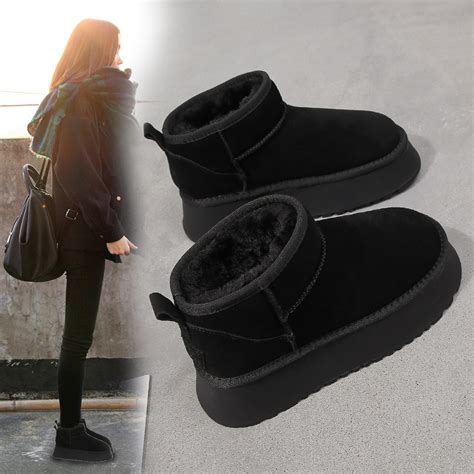 明星潮牌真皮雪地靴2023冬季新款皮毛一体短筒靴厚底加厚保暖棉鞋-Taobao